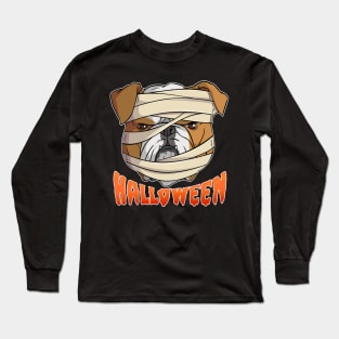 English Bulldog Mummy Happy Halloween Long Sleeve T-Shirt